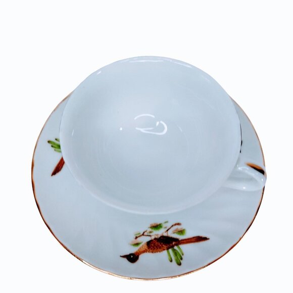 New Mexico Roadrunner Tea Cup and Saucer Souvenir Gold Trim Vintage - Picture 3 of 10